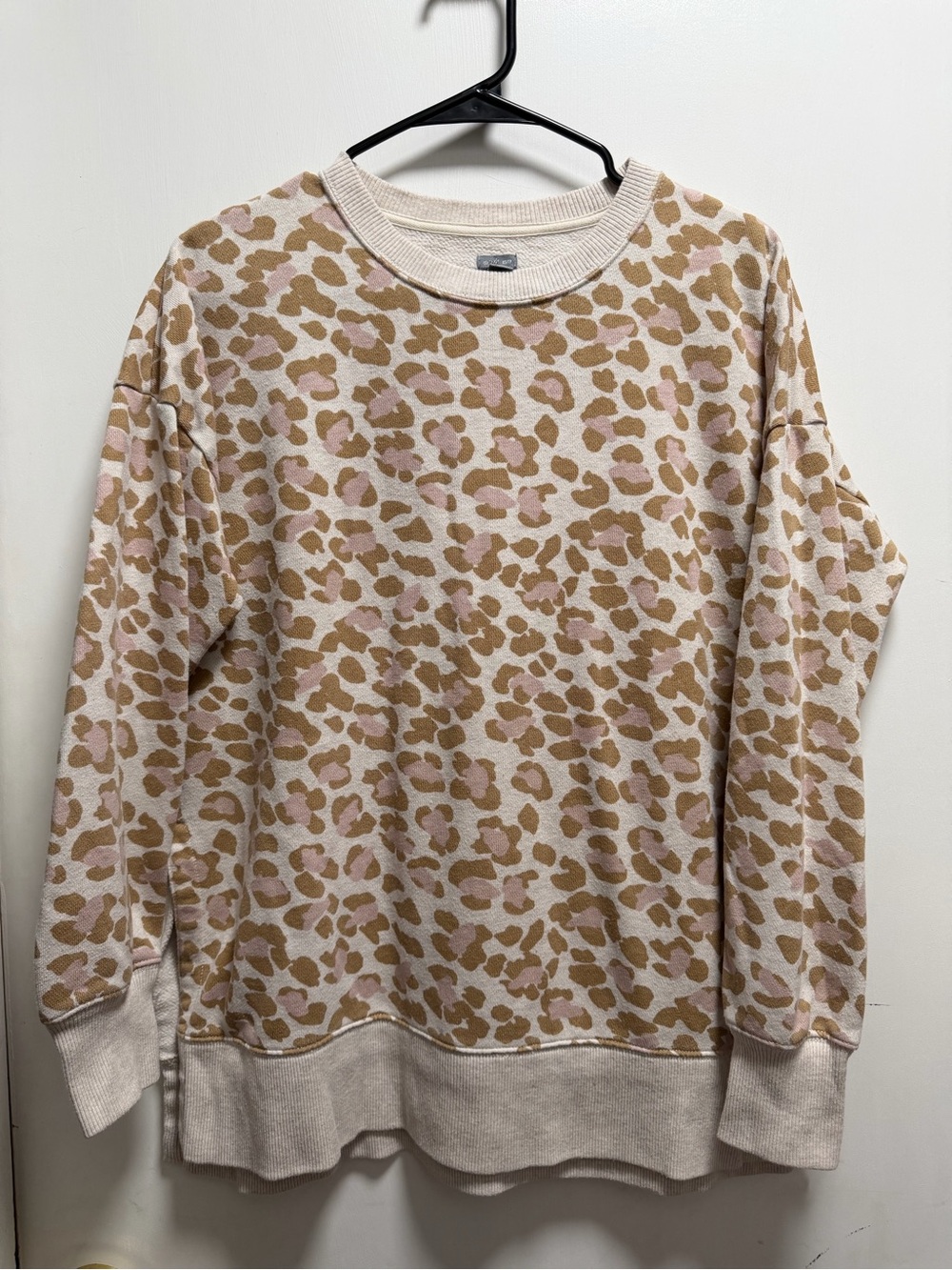 Aerie Sweatshirt Womens XS Oversized Desert Animal Print Side Slit Slouchy Comfy